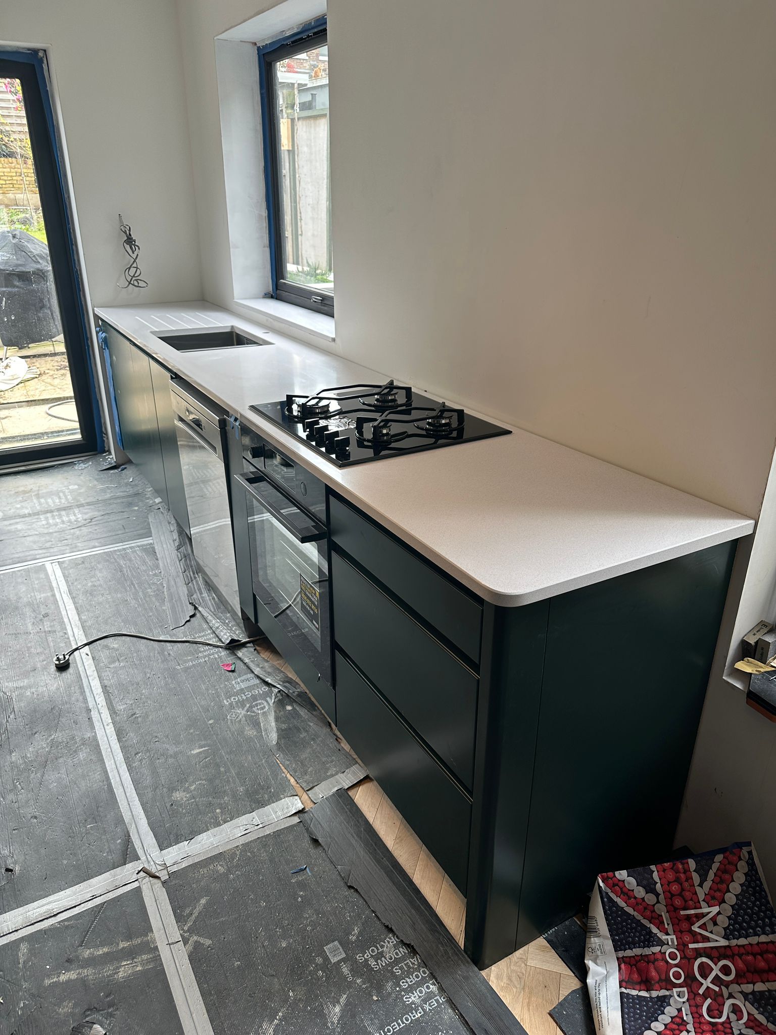 Kitchen sink and worktop plumbing installation